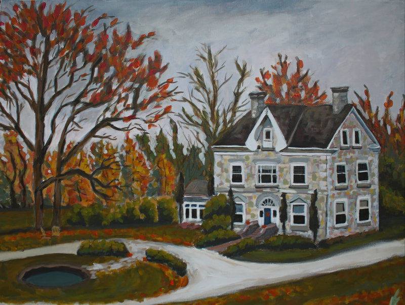 A painting of an old Canadian home in Ottawa Ontario in the fall called Clyde Hall