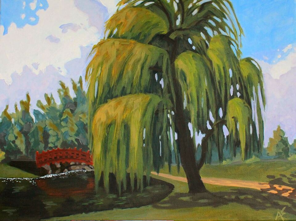 Landscape Painting of Willow tree