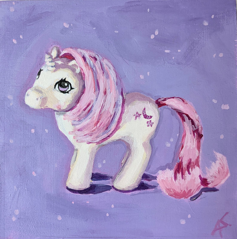 A fun colorful original painting for a kids room of my little pony